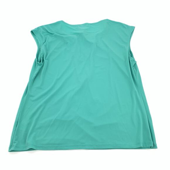 Liz Claiborne Sleeveless Tie Neck Draped Blouse Top Size Large Womens Teal Green - Picture 2 of 5